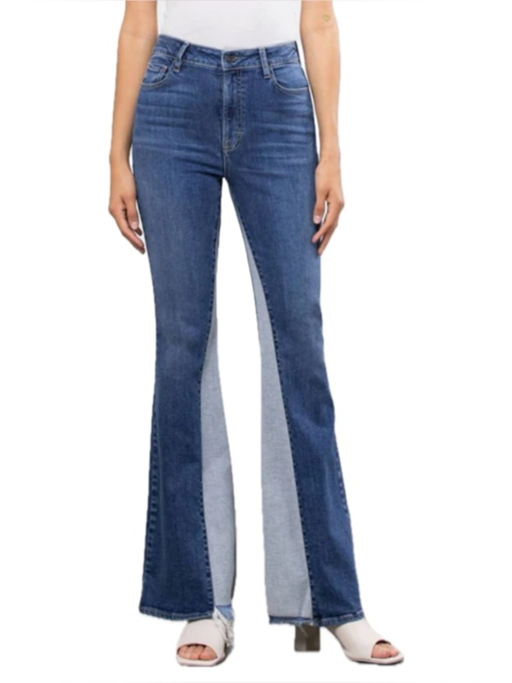 Hidden High Rise Panel Flare Jeans In Dark Wash